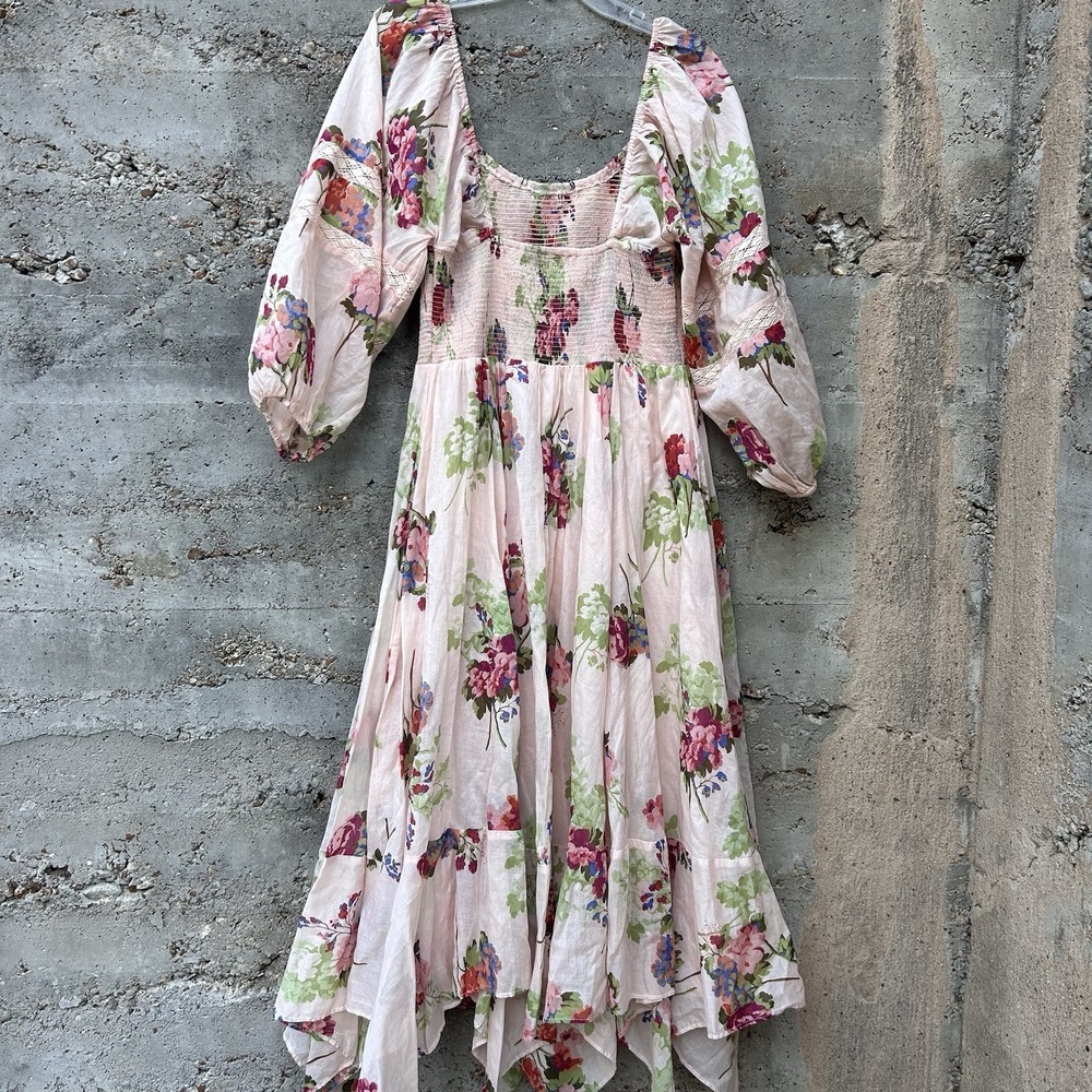 Free People Morning Glory Cotton Floral Cottage Boho Dress Small Tea Combo  XL - Picture 7 of 9